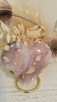 Pink amethyst flower agate heart